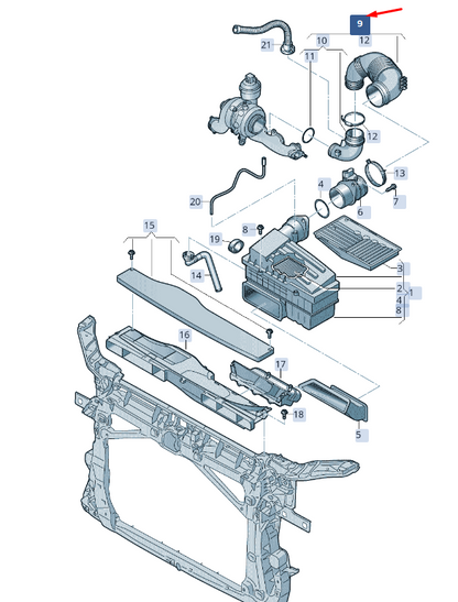 new skoda superb mk3 air hose 3q0129654l original