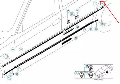 NEW BMW 7 E38 REAR LEFT FENDER MOLDING 51138125353 ORIGINAL
