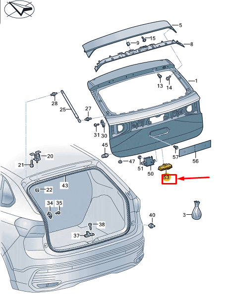 new vw taigo cs rear tailgate handle 2g7827566 original