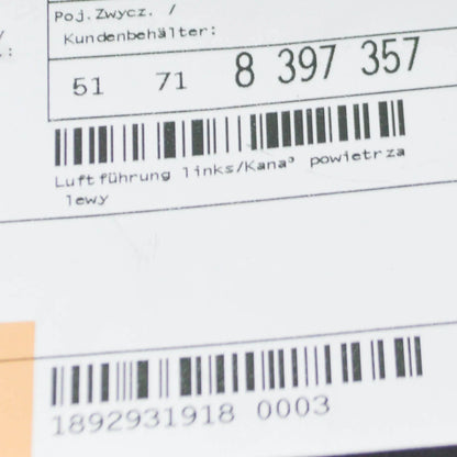 NEW BMW Z3 E36 FRONT BUMPER AIR DUCT LEFT 51718397357 ORIGINAL