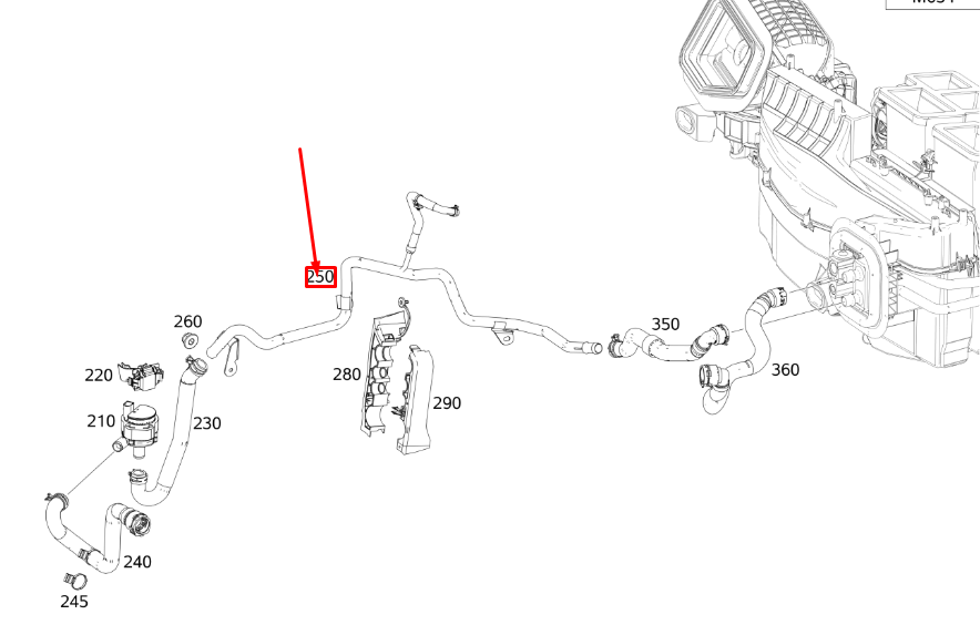 new mercedes-benz glb x247 heating element hose line a2475066100 original