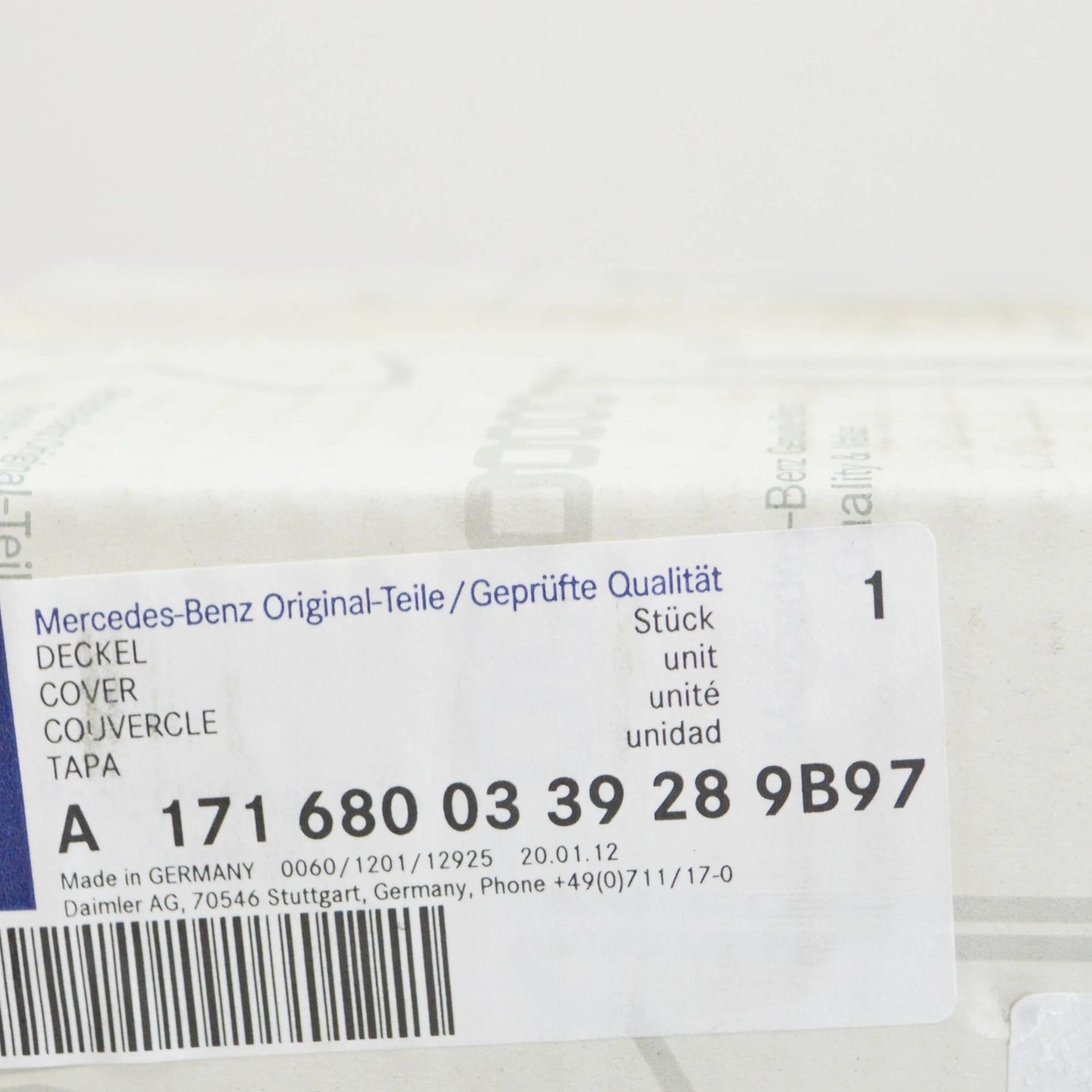 NEW MERCEDES-BENZ SLK R171 ARMREST HOUSING CAP A1716800339289B97 ORIGINAL