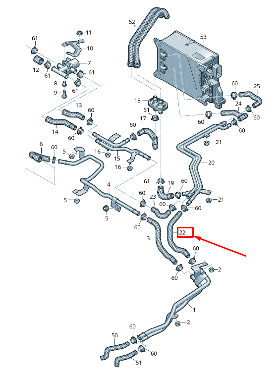 new audi q7 4m engine water coolant hose 4m0121054e original