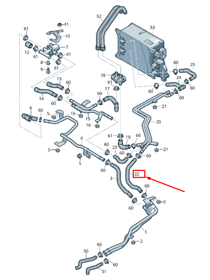 new audi q7 4m engine water coolant hose 4m0121054e original