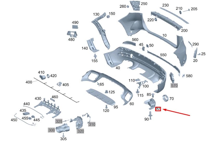 NEW MERCEDES-BENZ GLA H247 REAR LEFT TAIL PIPE TRIM COVER A2478850606 ORIGINAL