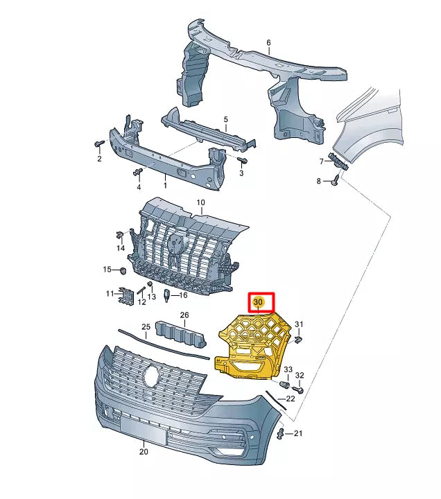 NEW VOLKSWAGEN TRANSPORTER T6 FRONT RIGHT BUMPER BRACKET 7LA807178C9B9 ORIGINAL
