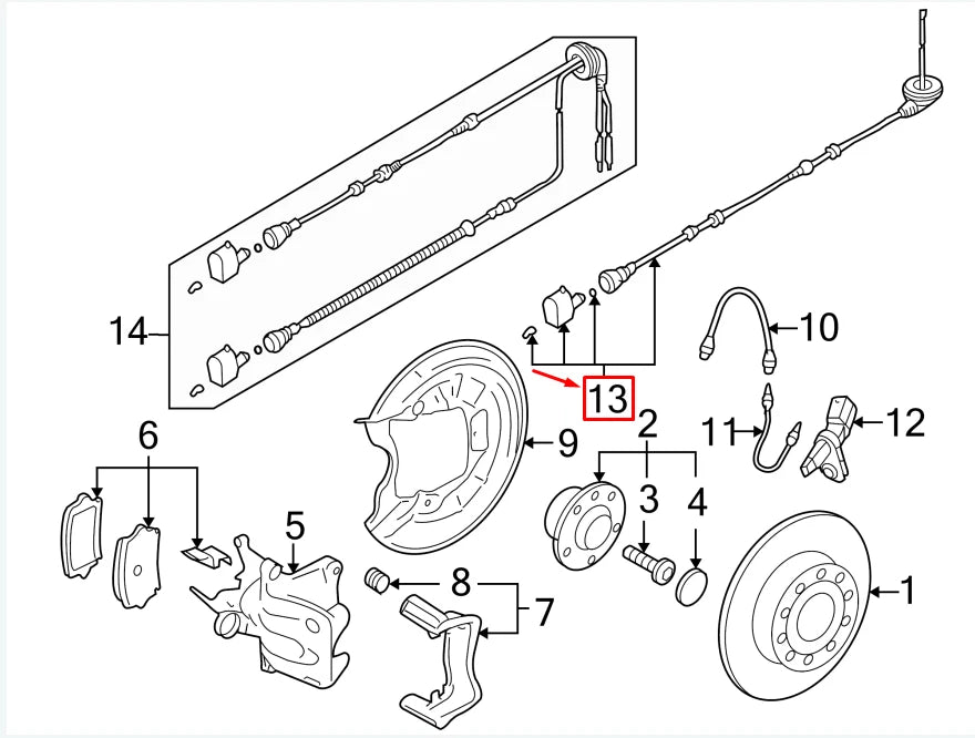 NEW AUDI A3 SPORTBACK 8P REAR RIGHT ABS SENSOR WIRING 1K0927904AJ ORIGINAL