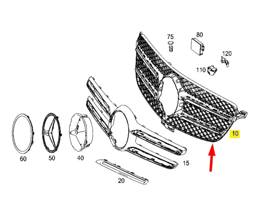 NEW MERCEDES-BENZ GLE W166 FRONT GRILLE CARRIER A1668880360
