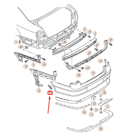 NEW VOLKSWAGEN PASSAT B6 REAR BUMPER RIGHT WHEEL COVER TRIM 3C0807838A ORIGINAL