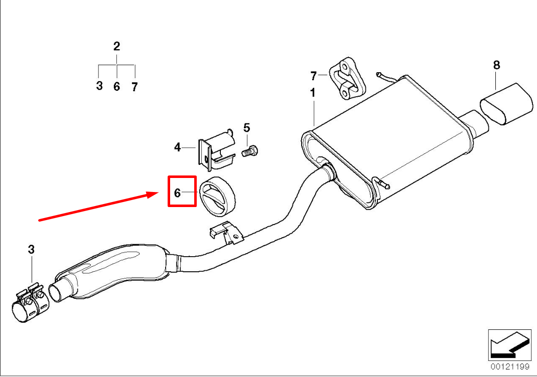 new bmw 3 compact e36 exhaust support rubber ring 1105635 18211105635 original