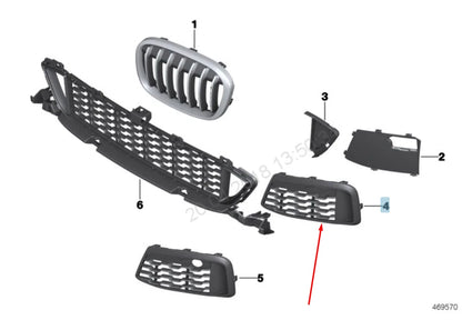 NEW BMW X1 F48 FRONT M SPORT BUMPER RIGHT GRILLE 51118059890 8059890 2015