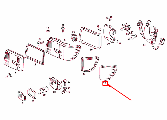 NEW MB SL R107 FRONT LEFT ORANGE BLINKER LAMP LENS A0008200066 ORIGINAL