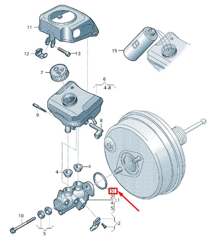 NEW AUDI A6 4A C8 TANDEM MASTER CYLINDER GASKET 80A611243
