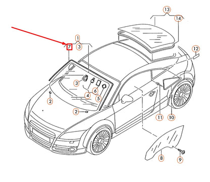 NEW AUDI TT 8J WINDSHIELD MOLDING TRIM 8J8853306 ORIGINAL