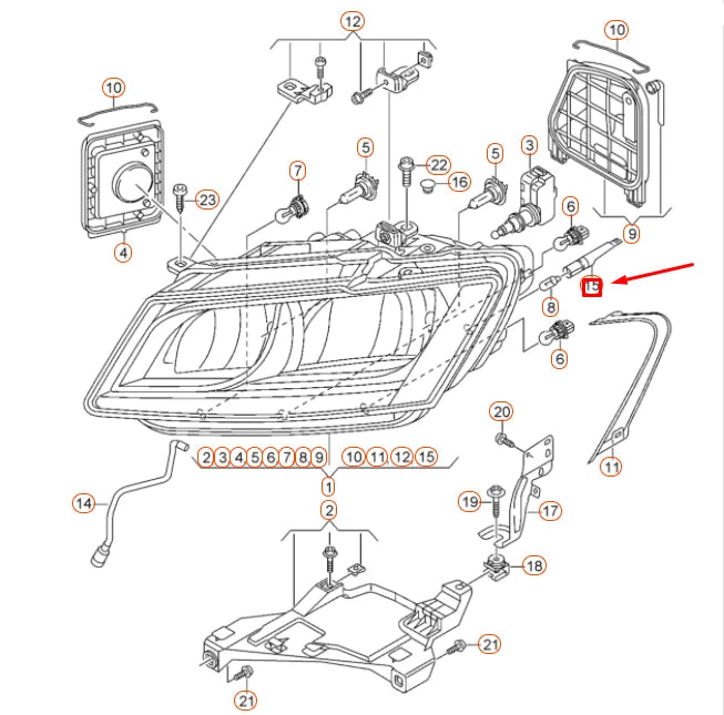 NEW AUDI Q5 8R HEADLIGHT BULB HOLDER AND WIRING 3C0941953 ORIGINAL