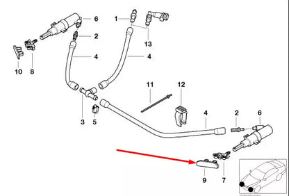 NEW BMW 3 E46 LEFT HEADLIGHT WASHER COVER 61677069427 7069427 ORIGINAL