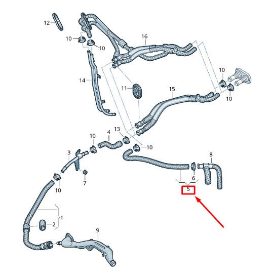 new audi q7 4m engine coolant hose 4m0819372br original