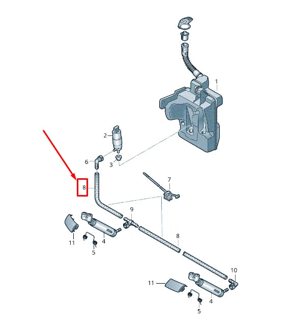 NEW AUDI A1 MK1 WASH WATER RESERVOIR HOSE 8X0955970B