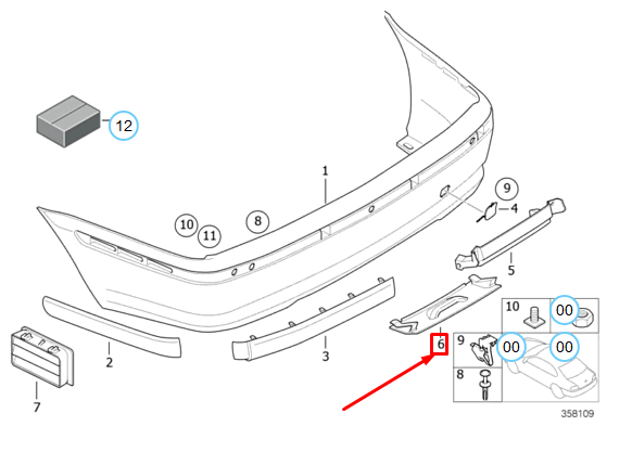 new bmw 3 e46 rear bumper prime-coated trailer hitch flap 51127045526 original