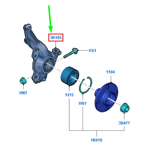 new ford ka mk2 front left steering knuckle 1639568 9s51-3k185-ab original