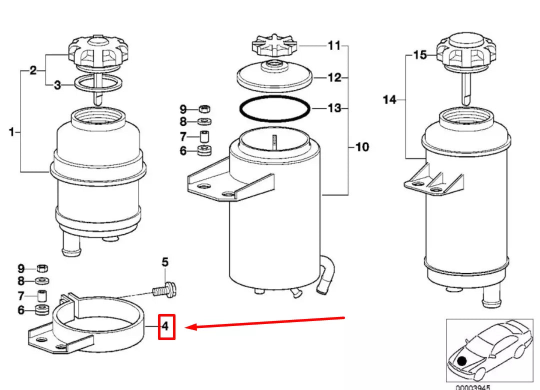 NEW BMW 3 E46 POWER STEERING RESERVOIR CLAMP 32411092940 1092940 ORIGINAL