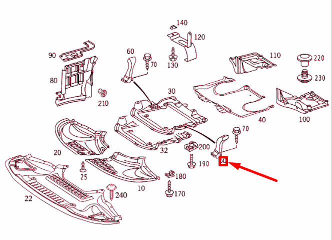 NEW MB S W220 FRONT LEFT PROTECTIVE PLATE PIPE PIECE A2205280509 ORIGINAL