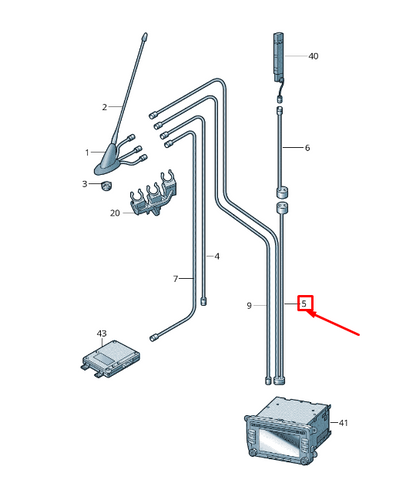 new skoda yeti 5l radio aerial cable rhd 5l2035550 original