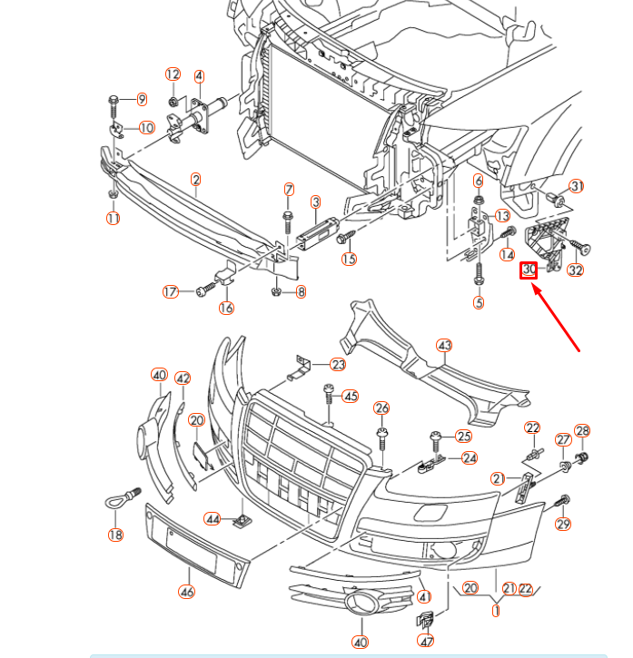 NEW AUDI A6 C6 FRONT BUMPER LEFT GUIDE SECTION 4F0807227 ORIGINAL