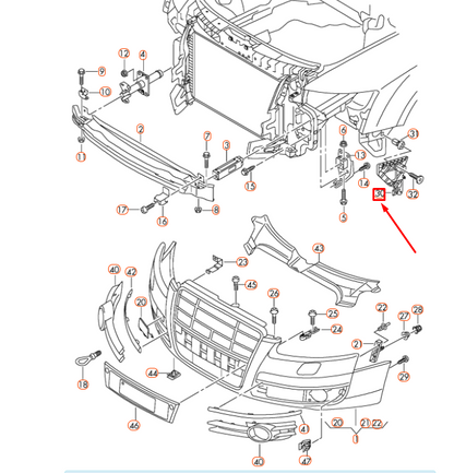 NEW AUDI A6 C6 FRONT BUMPER LEFT GUIDE SECTION 4F0807227 ORIGINAL