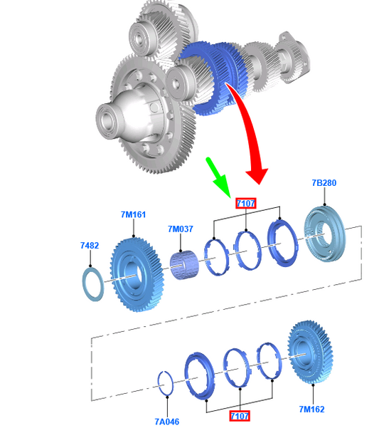 new ford kuga mk3 1st / 2nd trans output shaft gear synchro ring 1828453