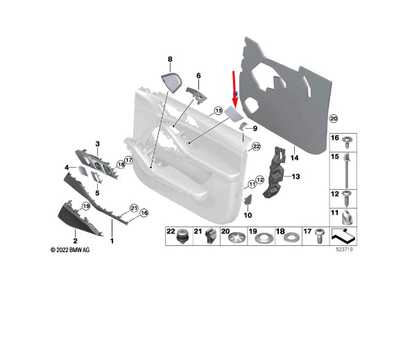 NEW BMW X5 G05 FRONT LEFT DOOR HANDLE COVER INTERIOR 51416997649 ORIGINAL