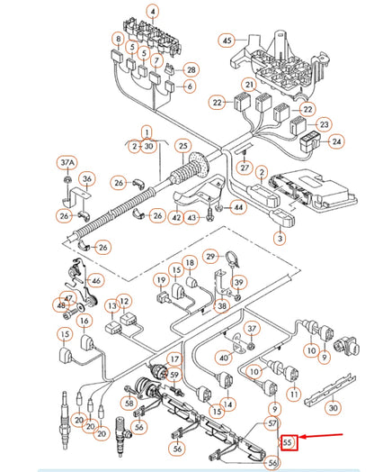 NEW AUDI A2 8Z INJECTOR NOZZLE ADAPTER CABLE LOOM 045971600 ORIGINAL