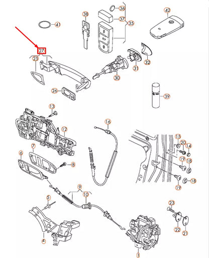 NEW VW CC FRONT LEFT DOOR EXTERIOR HANDLE 3C0837205EGRU ORIGINAL