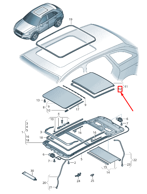 new audi q3 8u rear sunroof glass cover seal 8u0877913a original