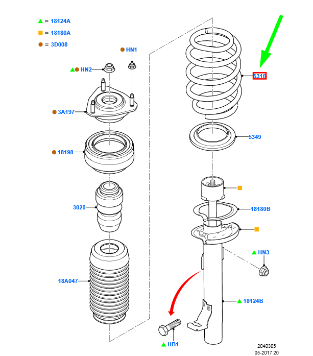 new ford fiesta be256 mk5 front coil spring 1329549 2s61-5310-ga original