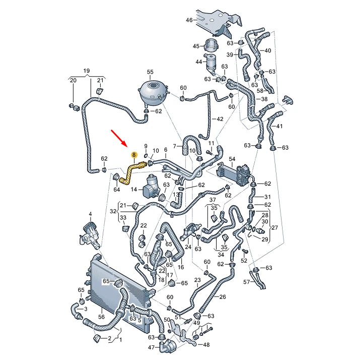 NEW VW TRANSPORTER VI T6 COOLANT HOSE 7E0121086J