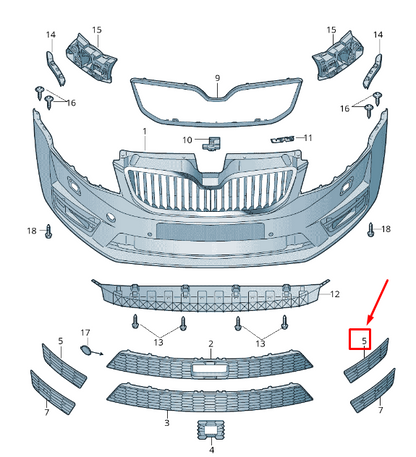 new skoda octavia mk3 5e front left bumper fog lamp cover 5e0807681b9b9 original