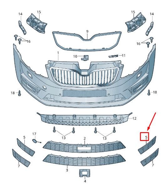 new skoda octavia mk3 5e front left bumper fog lamp cover 5e0807681b9b9 original