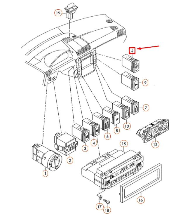 NEW VOLKSWAGEN SHARAN 7M EMERGENCY LIGHT SWITCH 7M395323501C ORIGINAL