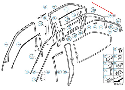 NEW BMW 7 E38 REAR RIGHT BLACK ROOF MOULDING TRIM 51138208406 ORIGINAL