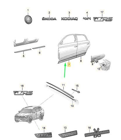 new skoda kodiaq ns7 front let door protective strip 565854939agru original
