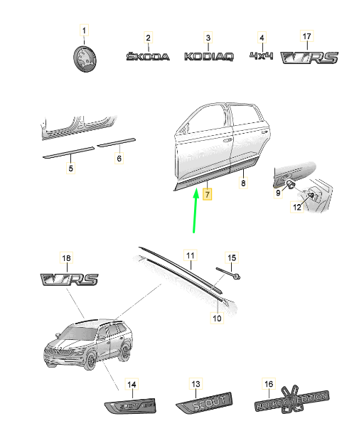 new skoda kodiaq ns7 front let door protective strip 565854939agru original