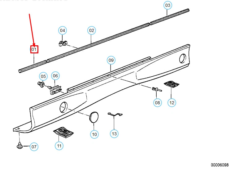 NEW BMW 8 E31 FRONT LEFT FENDER MOULDING 51138108371 ORIGINAL