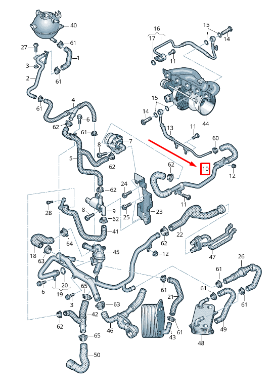 new audi rsq3 8u left engine coolant hose 07k121499j original