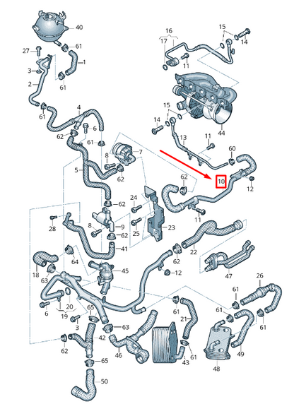 new audi rsq3 8u left engine coolant hose 07k121499j original