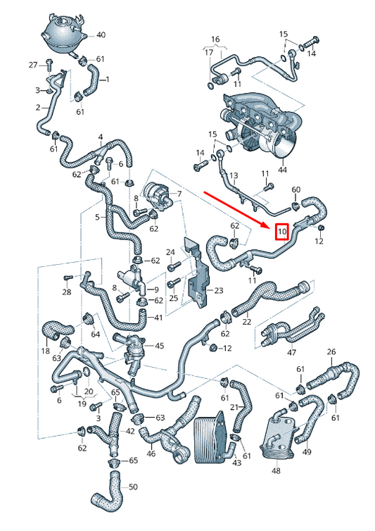 new audi rsq3 8u left engine coolant hose 07k121499j original