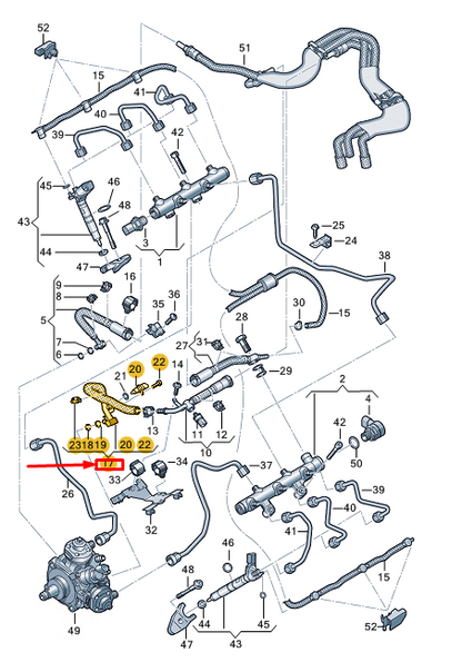 new audi a8 d5 fuel feed line 059130327t original