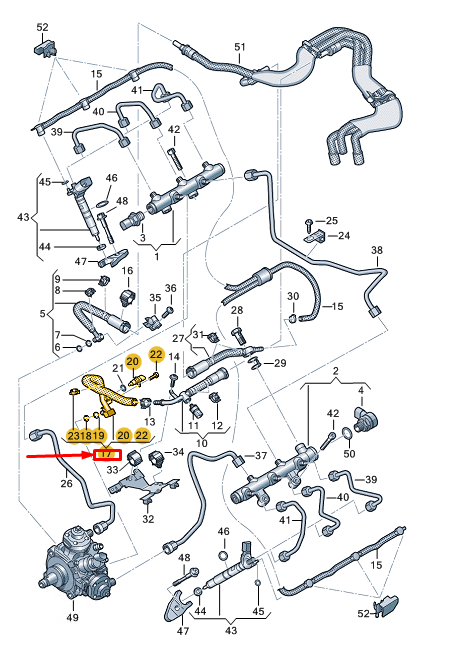 new audi a8 d5 fuel feed line 059130327t original