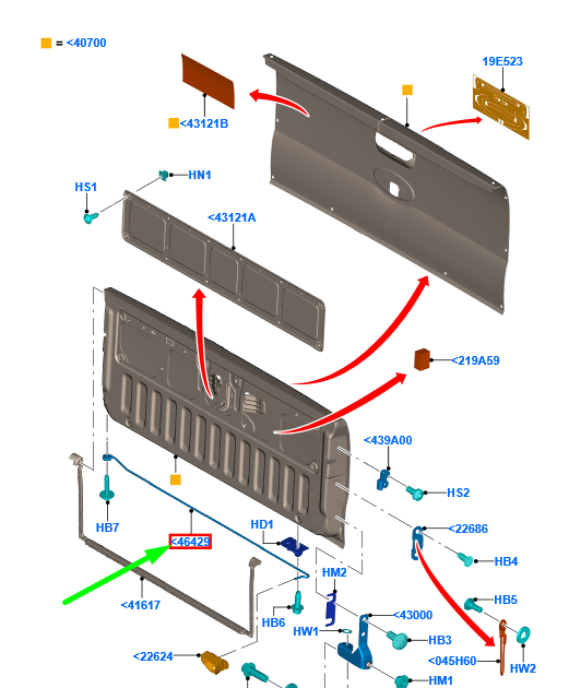 new ford ranger t6 mk1 tailgate lift assist rod 2320025 original