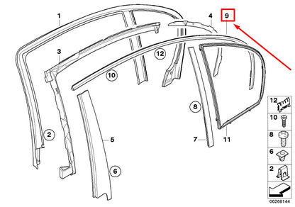 NEW BMW E60 REAR LEFT DOOR WINDOW FRAME TOP FINISHER 7897671 51357897671
